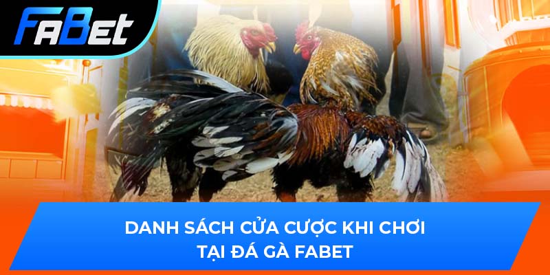 Danh sách cửa cược khi chơi tại đá gà Fabet